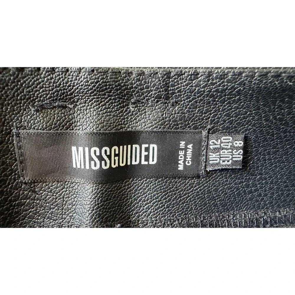 Missguided Faux Leather Belted Mini Skirt Moto Biker Edgy Goth Punk Black US 8